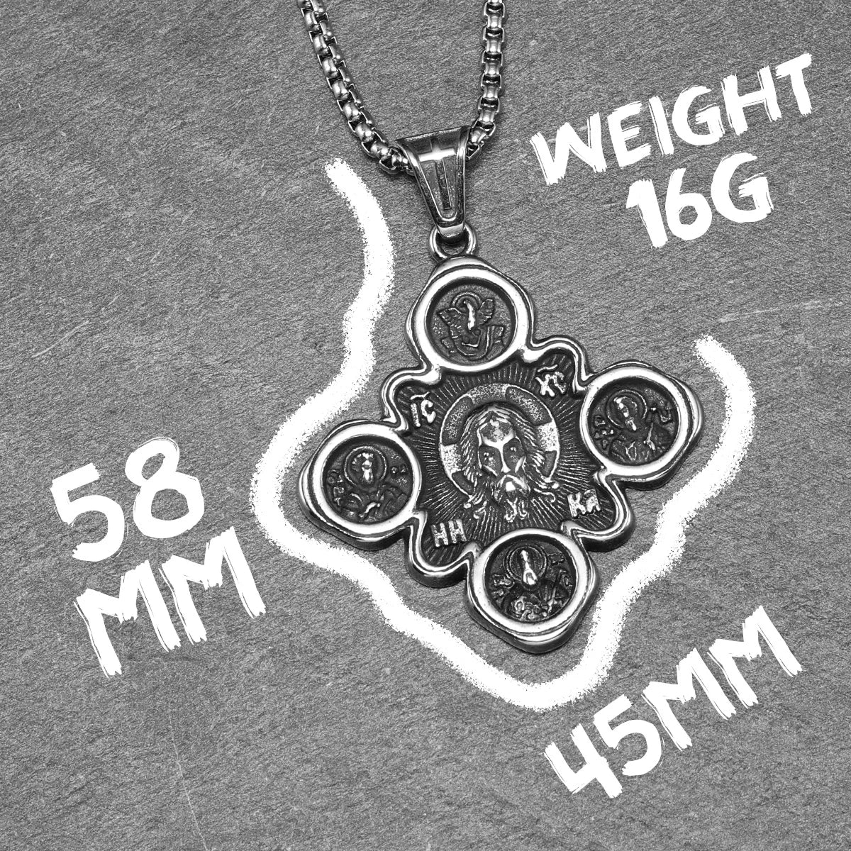 Cross Jesus Pendant Necklace — Stainless Steel