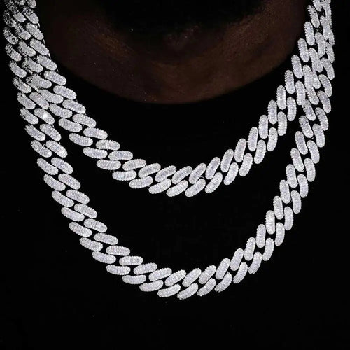 925 Silver Cuban Moissanite Chain Necklace 15MM VVS