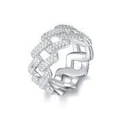 Moissanite Iced Out Cuban Ring — Silver-Tone
