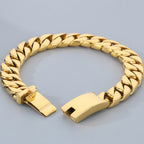 Classic 12MM Cuban Link Chain Bracelet for Man Waterproof Stainless Steel Men's Bracelets Wrist Hand Jewelry Boys Gifts