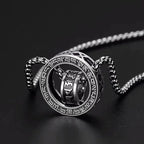 Retro   Six Character Mantra Double Ring Pendants Rotating Male Artistic Personality Versatile Necklaces Fashion Jewelry