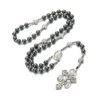 Black Hematite Cross Pendant Necklace — Zinc Alloy