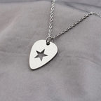 Guitar Pick Star Cross Pendant — Silver