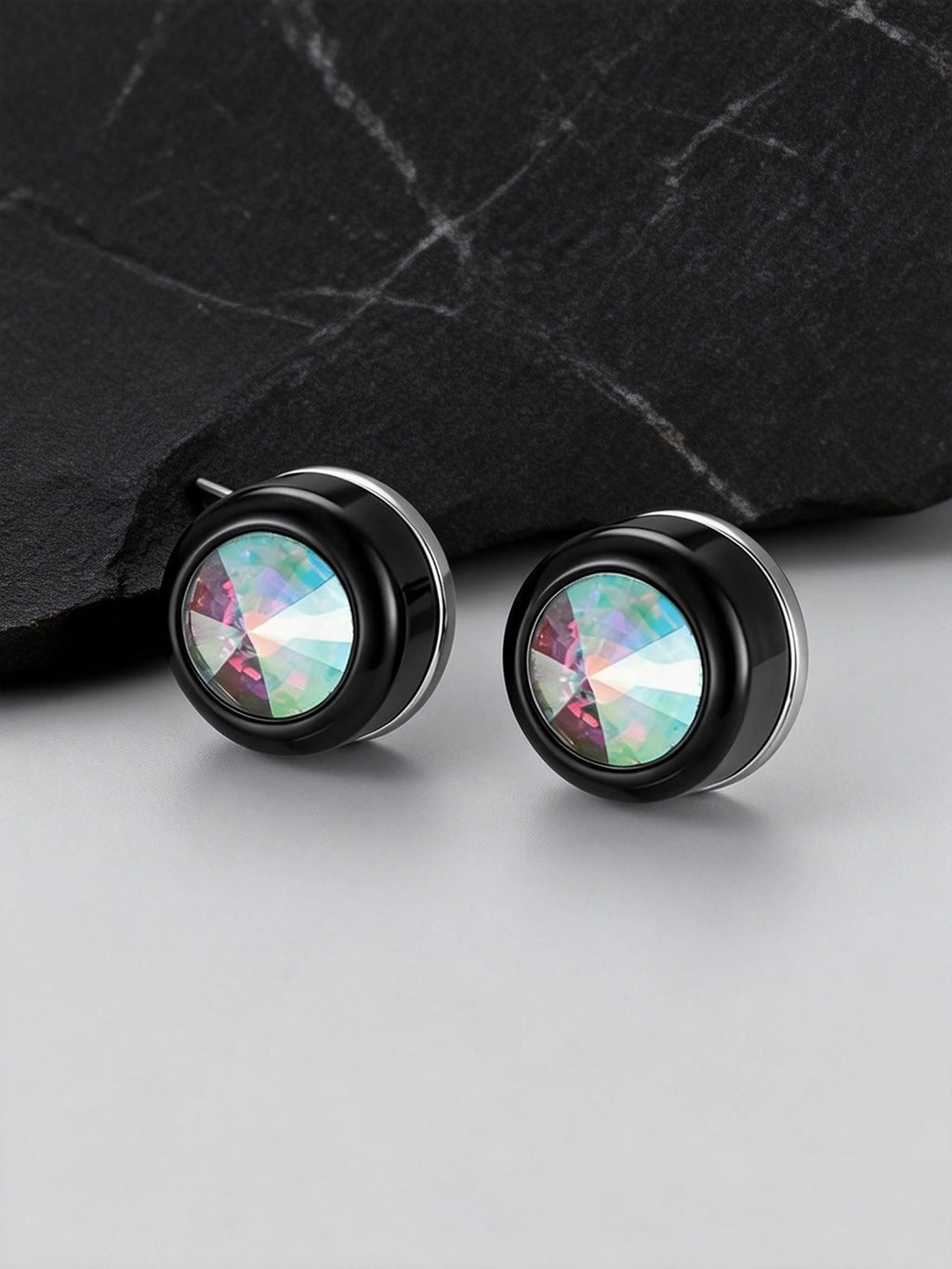 Iced Out Zircon Clip Earrings — Stainless