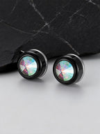 Iced Out Zircon Clip Earrings — Stainless