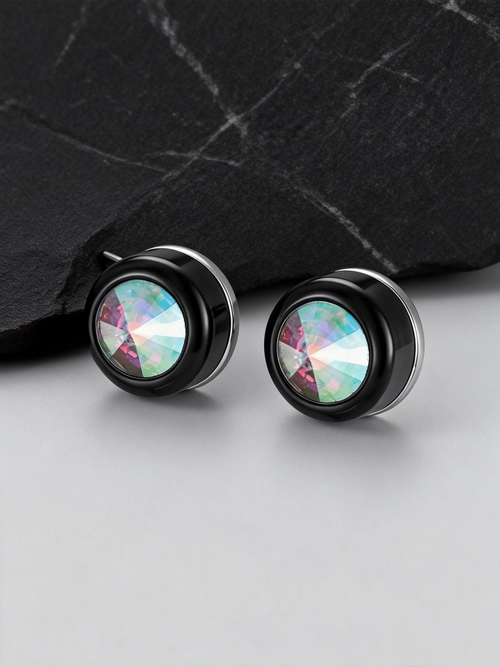 Iced Out Zircon Clip Earrings — Stainless