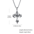 Gothic Hip Hop Flame Cross Pendant Necklace for Men, Silver Color Stainless Steel Non-fading Necklace,Waterproof