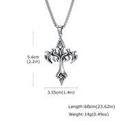 Gothic Flame Cross Pendant Necklace — Stainless