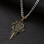 Retro Wheel Pendant with Snake Pendant Wheel of Hecate Symbol Protective Amulet Brass Jewelry Gifts for Women