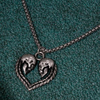 Skull Heart Pendant Necklace — Silver Gothic