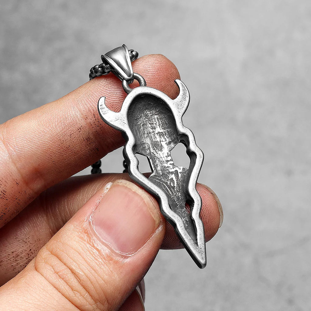 Viking Mask Men Necklaces With Pendant Stainless Steel Jewelry For Male Women Crow Helmet Punk  Accessories Gifts Wholesale
