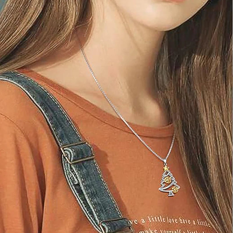 Hollow Christmas Tree Pendant Necklace, 16 Inch Chain