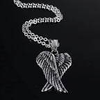 Angel Wing Cross Pendant Necklace — Zinc Alloy