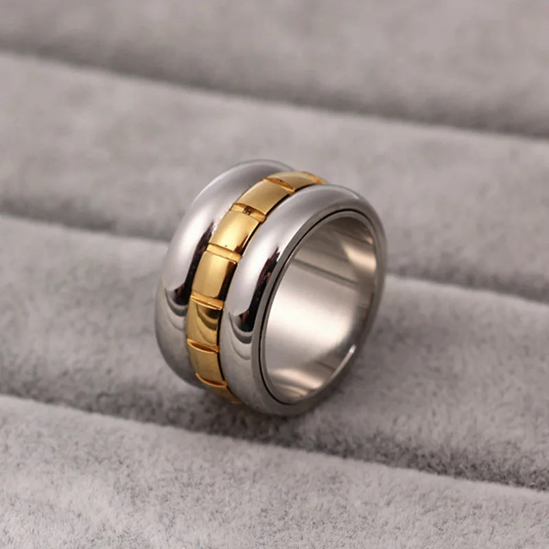 12mm Three Ring Turning Ring sliver Stainless Steel Ring Wings Of Liberty Flag Finger Rings For Men Women Jewelry Anime Fans