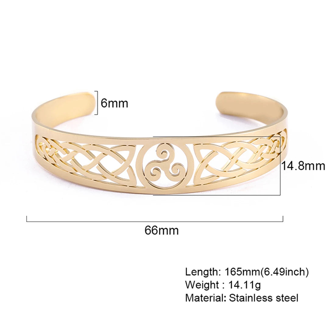 VASSAGO Viking Celtic Knot Cuff Bracelet Men's Nordic Triskele Symbol Irish Stainless Steel Bangle Vintage Amulet