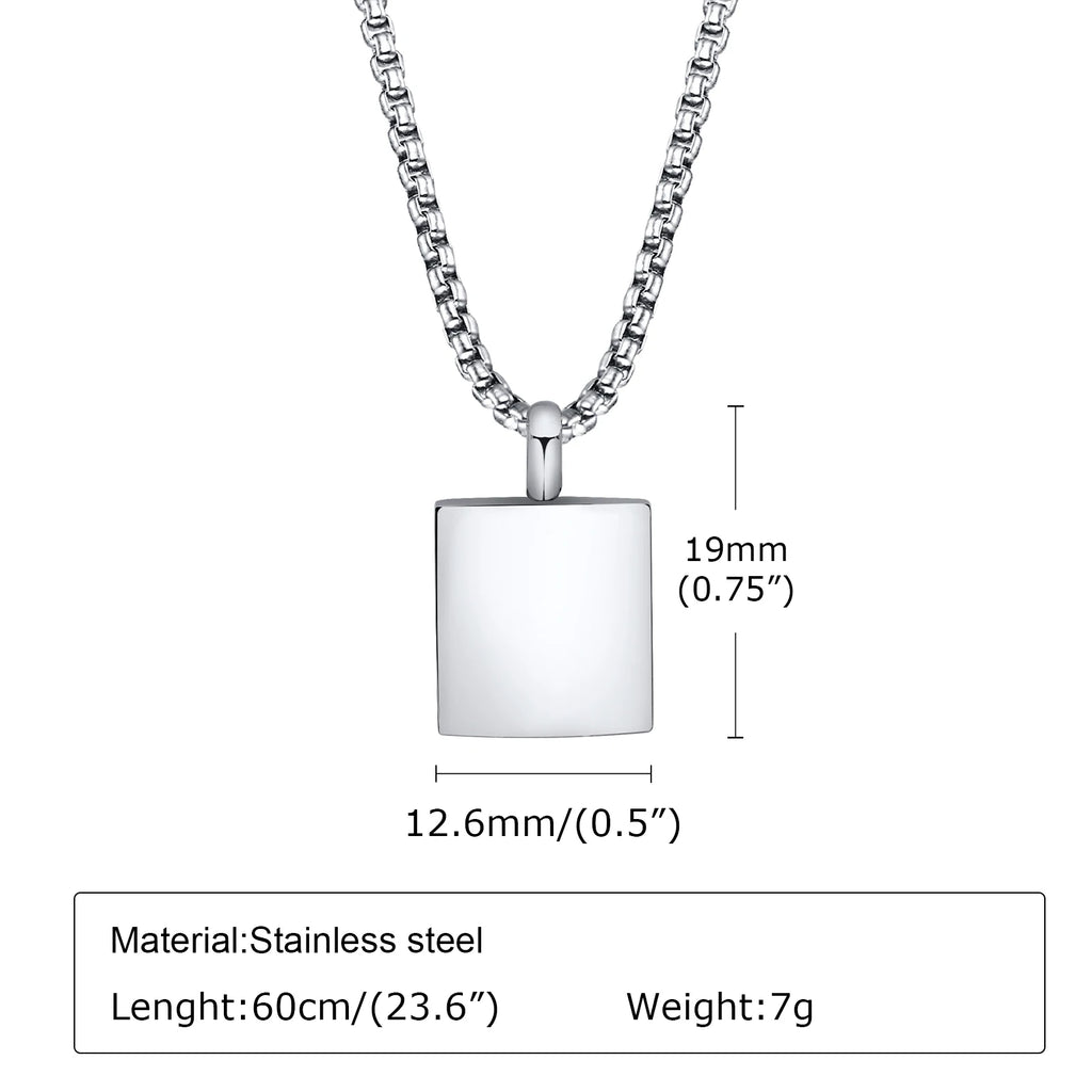 Box Chain Urn Pendant Necklace — Stainless Steel