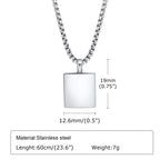 Box Chain Urn Pendant Necklace — Stainless Steel