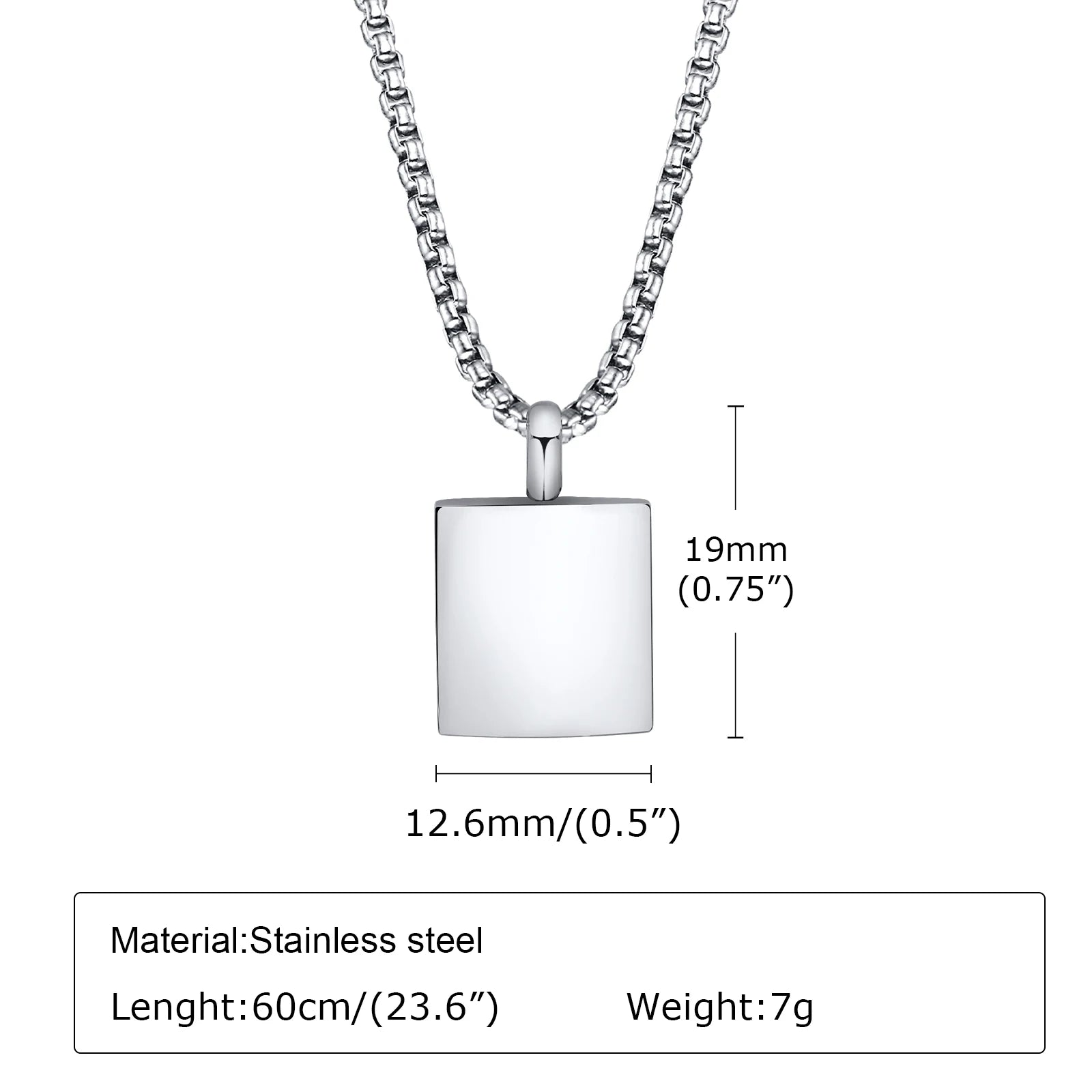 Box Chain Urn Pendant Necklace — Stainless Steel