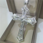 14K White Gold Lab Diamond Cross Pendant Party Wedding Pendants Necklace for Women Men Anniversary Jewelry Gift