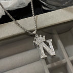 Freetry 26 Letters A-Z Zircon Crown Pendant Necklace for Women Men Punk Initial Alphabet Necklaces Hip Hop Choker Chain