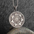 Sun Hugging Moon Round Pendant — Stainless Steel