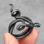 Poisonous Snake Ring 316L Stainless Steel Men Rings Rock Punk Vintage for Male Rider Jewelry Accessories Best Gift