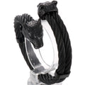 Viking Wolf Head Twisted Cable Open Cuff Bangle Bracelet For Men Stainless Steel Men's Bracelets Rock Roll Jewelry