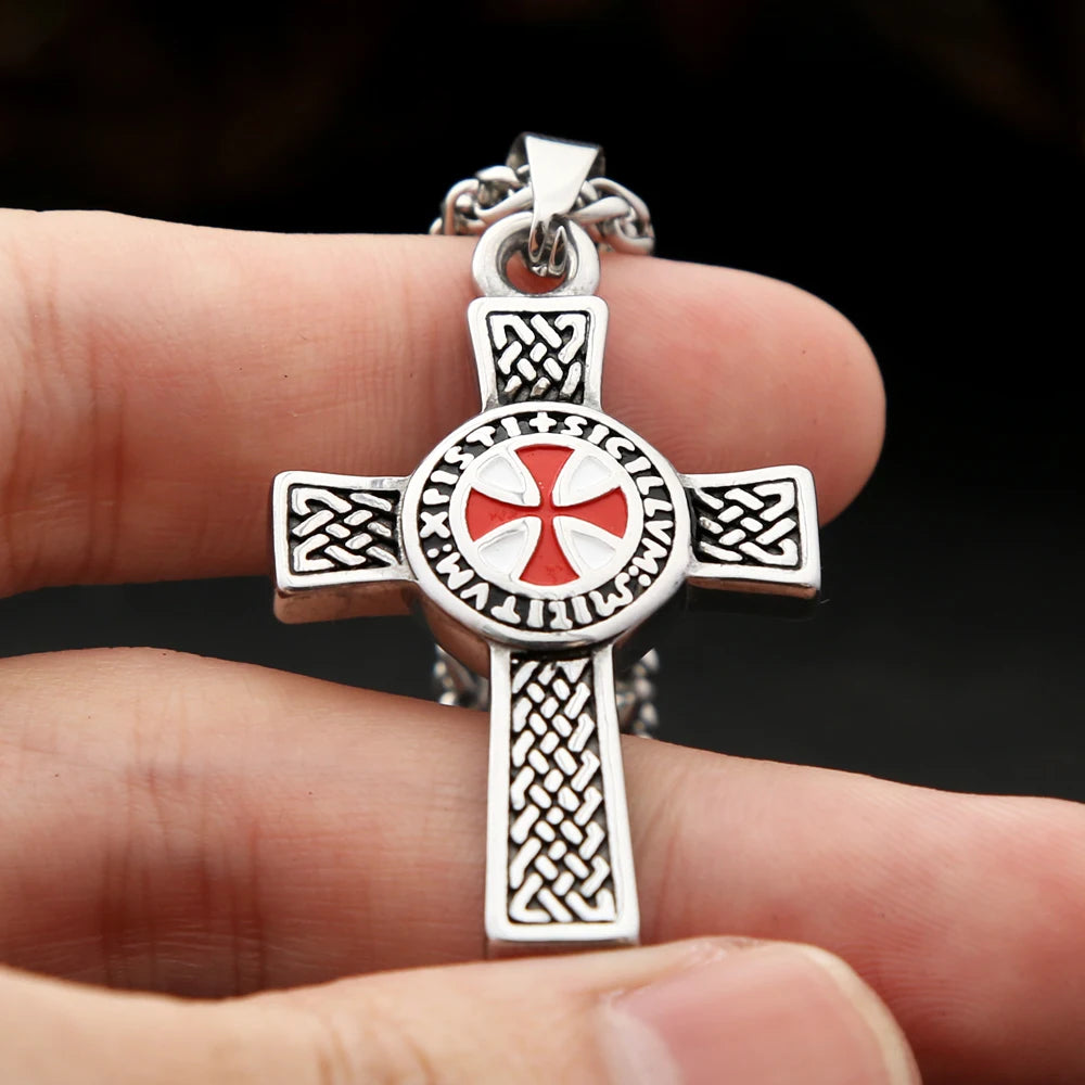 Cross Shield Pendant — Stainless Steel