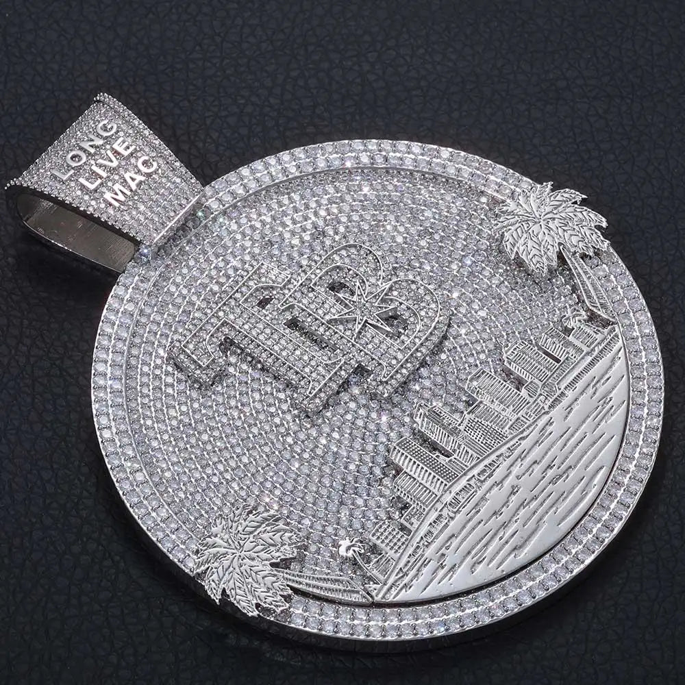 Iced Out Letter Pendant Circle Disc