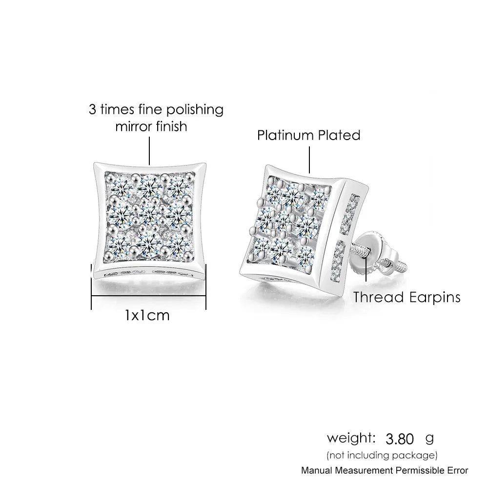 Iced Out Round Square Stud Earrings — Gold
