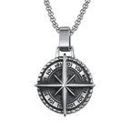 Vegvisir Nordic Rune Compass Pendant Necklace — Zinc Alloy