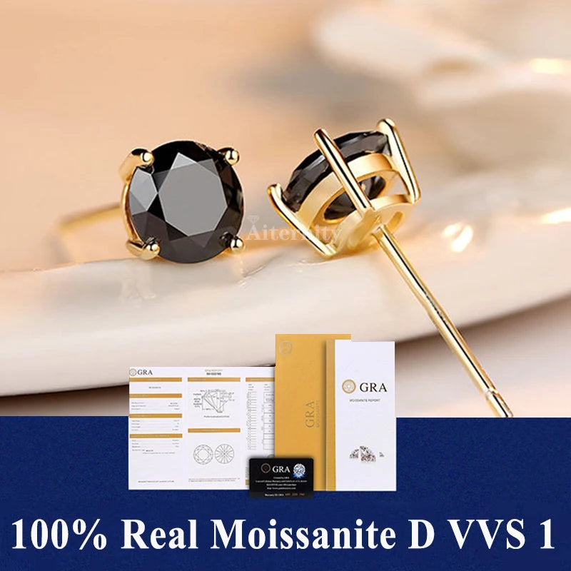 Moissanite Studs Earrings Pass Diamond tester Pen For Men Women 18K Platinum Plated Bride Wedding Gemstone 925 Silver Earrings