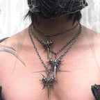 Goth Jewelry Chain Skull Pendant Necklaces for Women Punk 90s Aesthetic Accessories Thorns Spike Necklace Grunge Rock