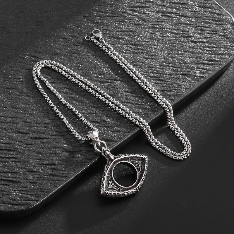 Vintage Hollow Devil's Eye Pendant Necklace Men Women Punk Hip Hop Cycling Jewelry Gift