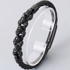 Gothic Men's Skull Bracelet for Man Steampunk 6MM Width Braided Stainless Steel Wire Chain Jewelry