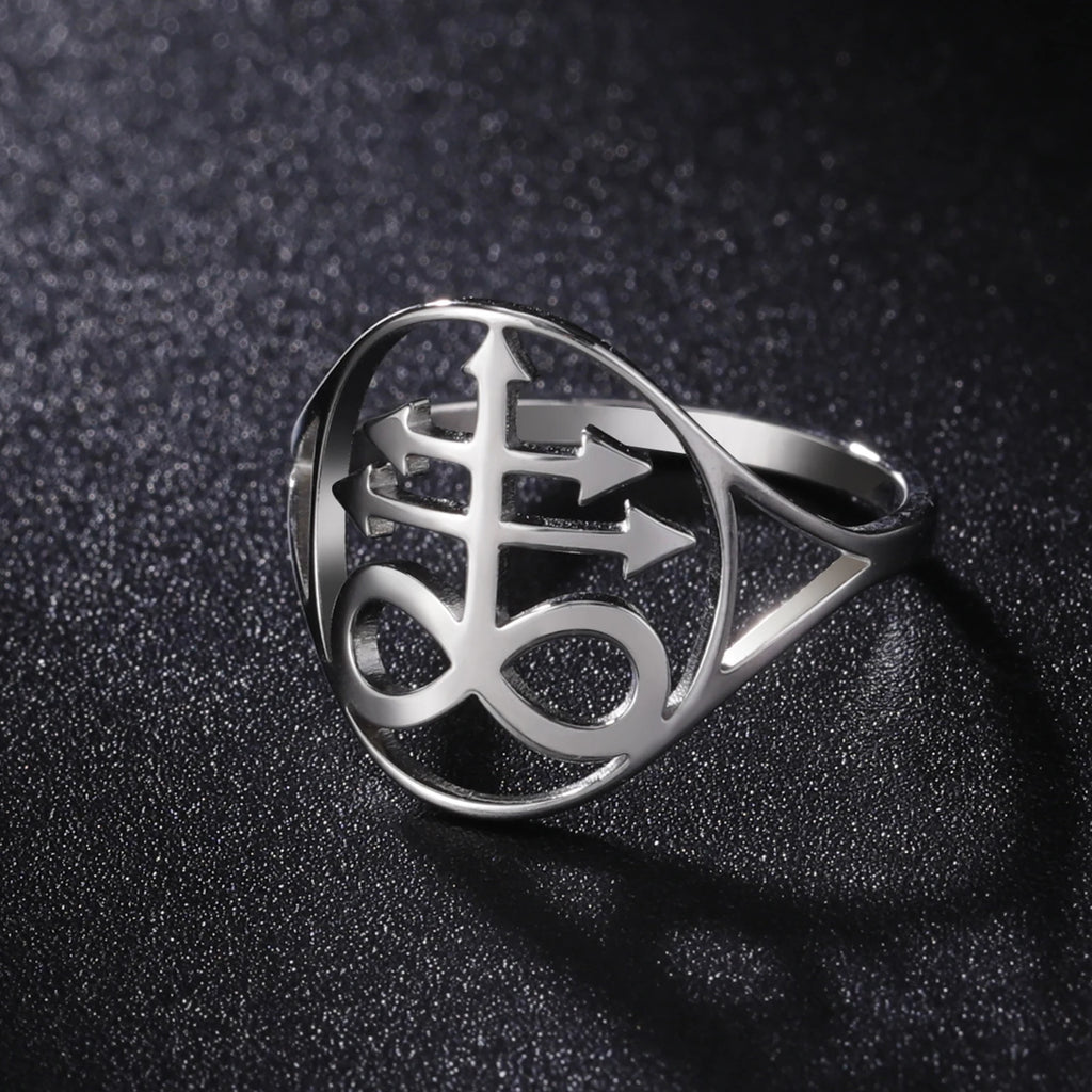 Leviathan Cross Satan Signet Ring — Stainless Steel