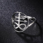 Leviathan Cross Satan Signet Ring — Stainless Steel