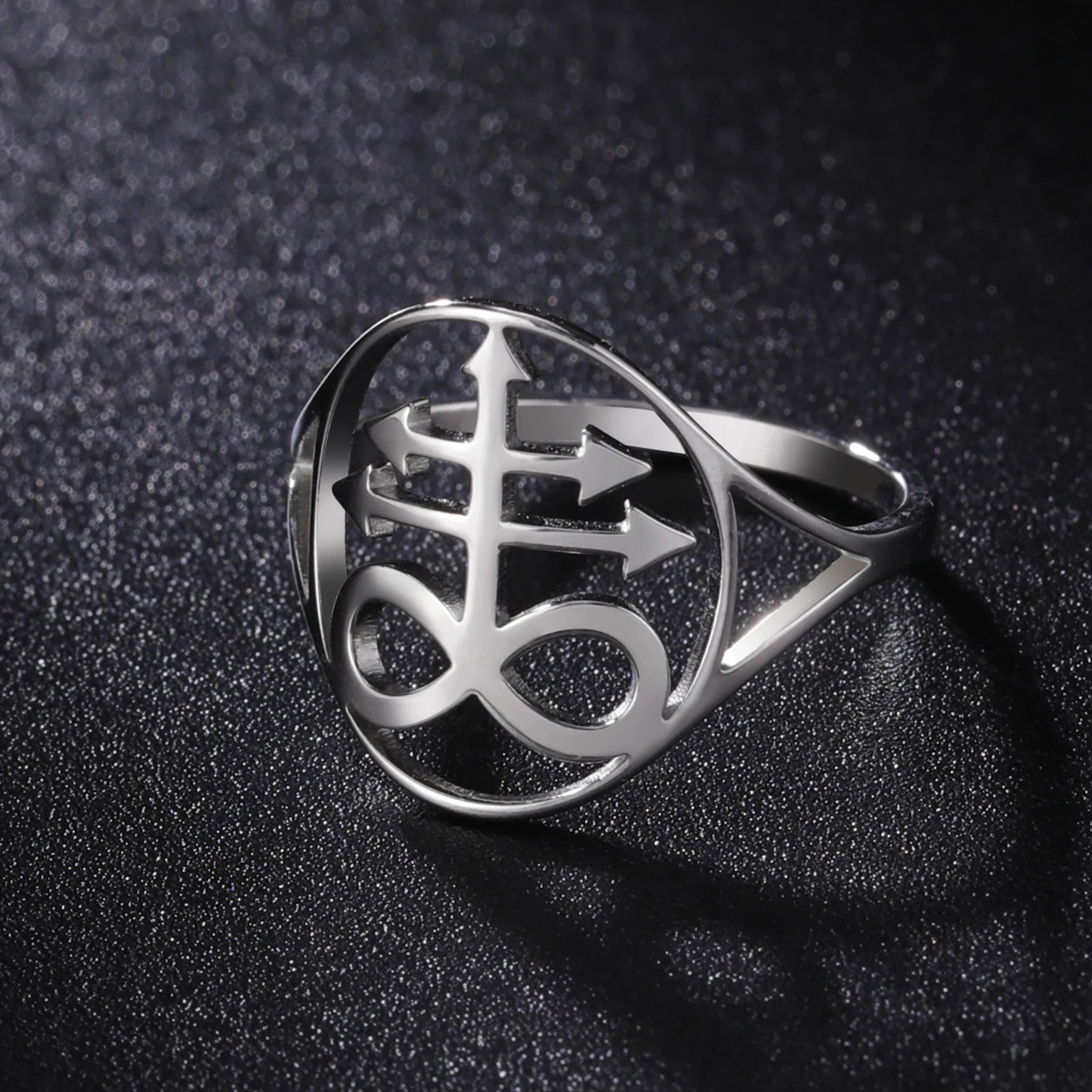 Leviathan Cross Satan Signet Ring — Stainless Steel