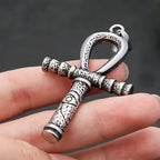 Cross Anubis Steel Pendant Vintage Egyptian Eye