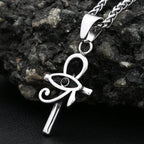 Vintage Stainless Steel Eye of Horus Pendant Necklace Fashion Punk Ankh Cross Necklaces For Men Women Amulet Jewelry