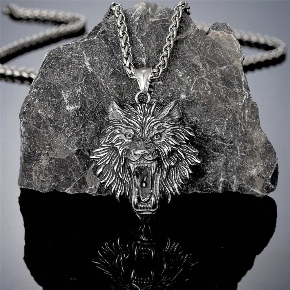 Odin's Wolf Pendant Necklace — Stainless Steel