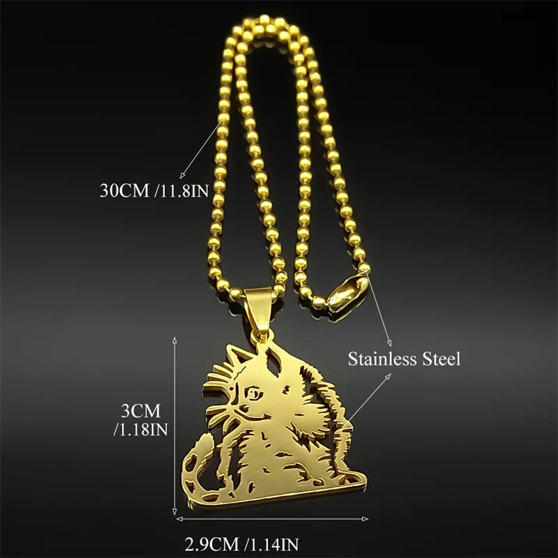 Cat Gold Pendant Cute Kitty Animal Hollow Bag