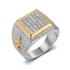 Iced Out Large Square CZ Ring — Stainless Steel
