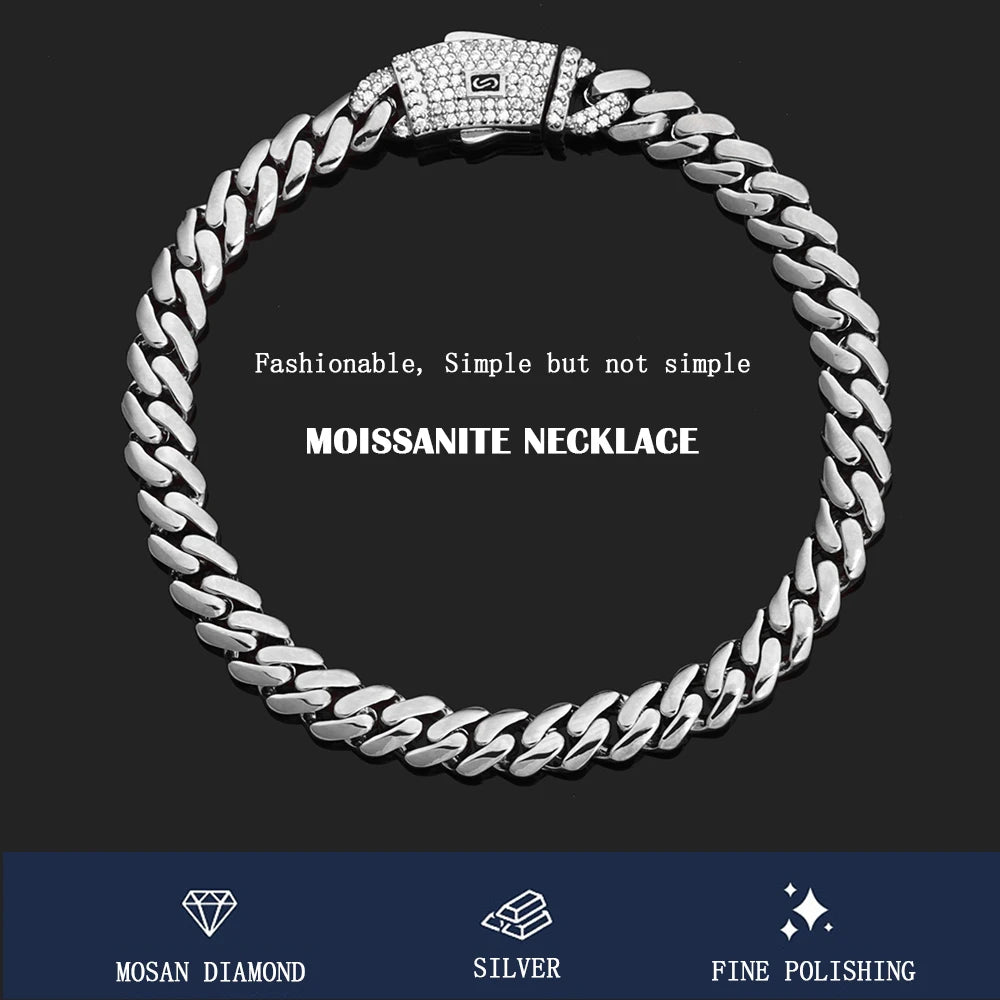 925 Silver VVS Moissanite Monaco Chain Necklace