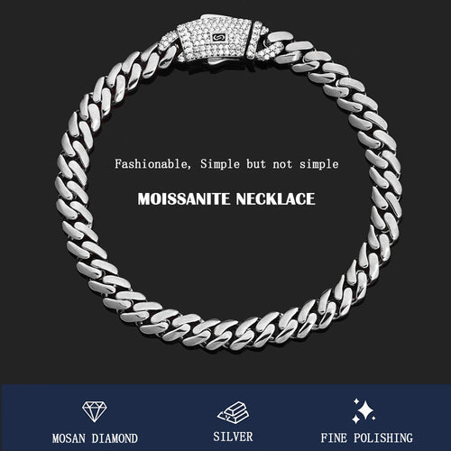 925 Silver VVS Moissanite Monaco Chain Necklace