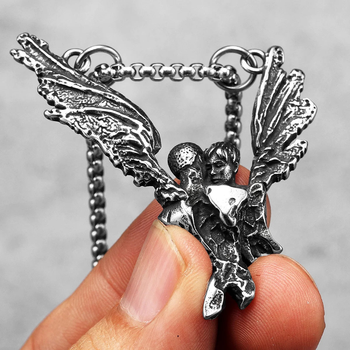 Angel Kiss Pendant Necklace — Stainless Steel