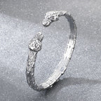Trendy Men's Double Snakehead Lion Stainless Steel Open Bracelet Gothic Cyberpunk Style Fashion Jewelry Street Gifts