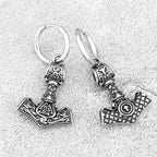 Thor's Hammer Viking Stud Earrings for Men — Stainless Steel