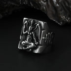 Gothic Baphomet Pentagram Sigil Ring — Stainless Steel