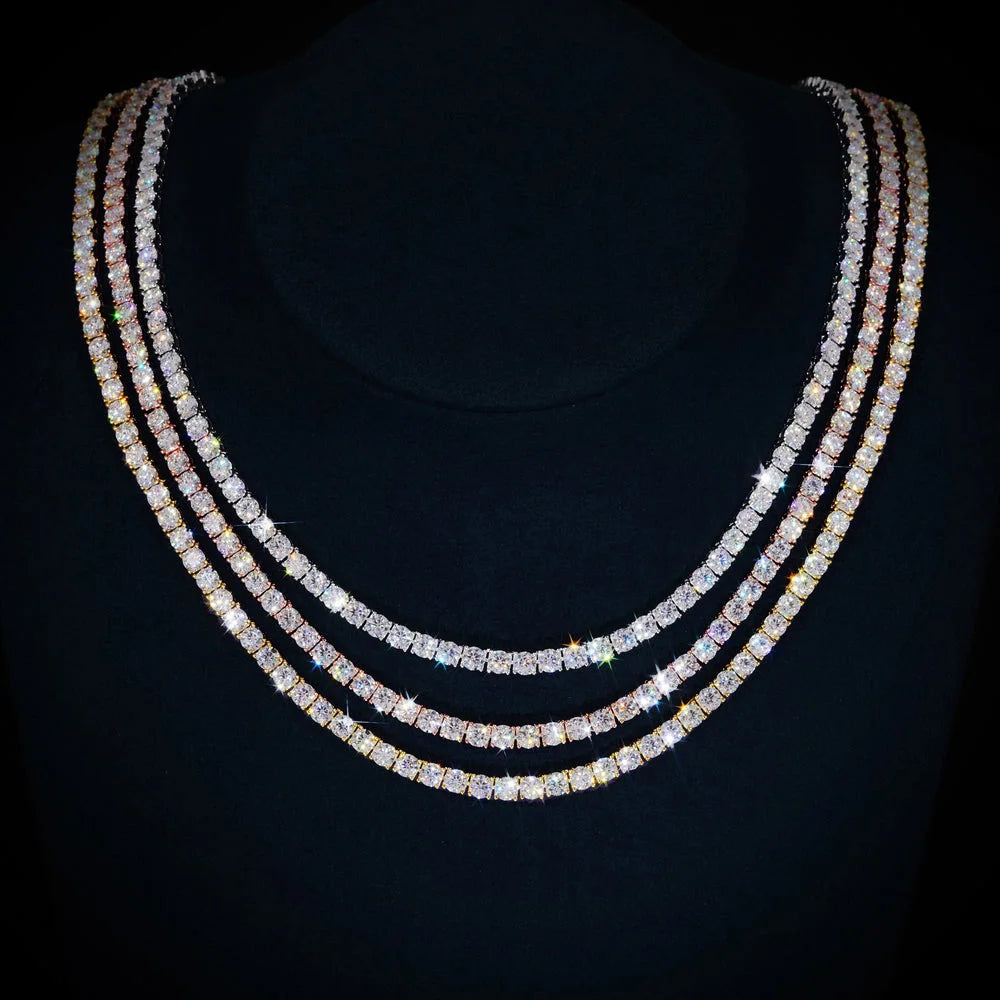 Tennis Chain Necklace Stainless Steel Moissanite